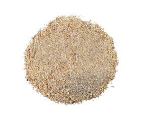 Ground roasted rice isolated on white background