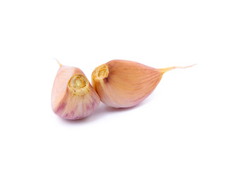 Fresh garlic cloves isolated on white background