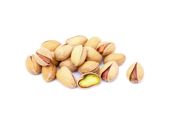 roasted pistachios on a white background
