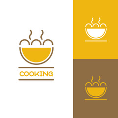 Icon or logo template for food, cooking, kitchen, restaurant or cafe. Symbol for corporate branding identity. Label inspiration for advertising, business, web design. Vector illustration.