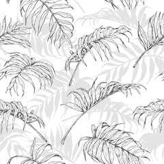 Hand Drawn Palm Leaves Pattern
