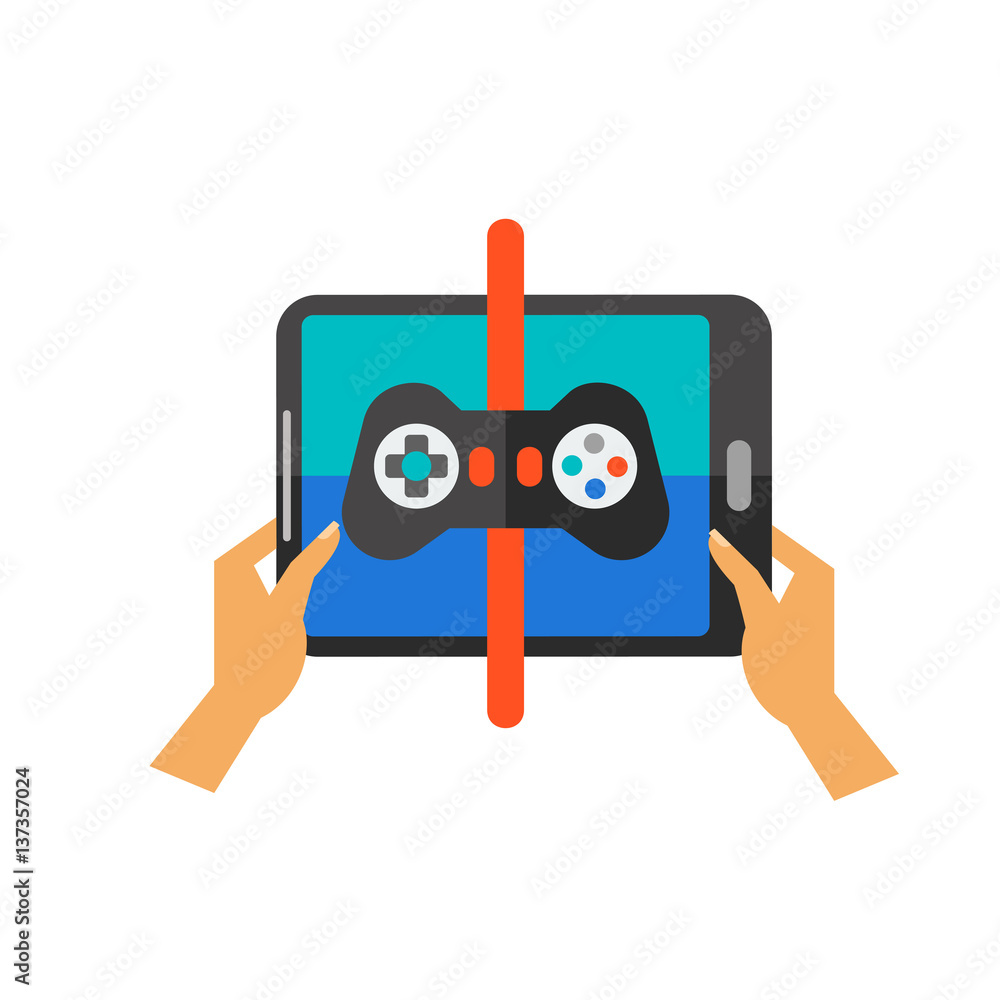 Poster playing game on touchpad icon