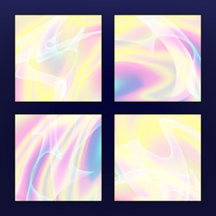 Fluid Iridescent Multicolored Vector Background. Illustration Of Pastel Fluids, Holographic Neon Effect.