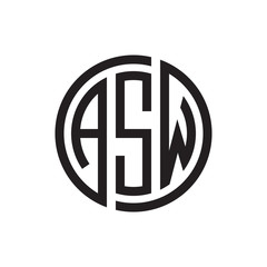 initial three letter logo circle black