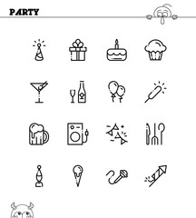 Party flat icon set.