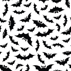 Obraz na płótnie Canvas Cartoon bats seamless pattern. Theme of Halloween. Vector background.