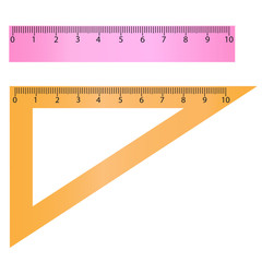 Set of measuring tools: rulers, triangles. Vector school instruments isolated on white background. rules school supply icon.