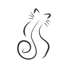 Cat logo dark lines on white background, vector illustration