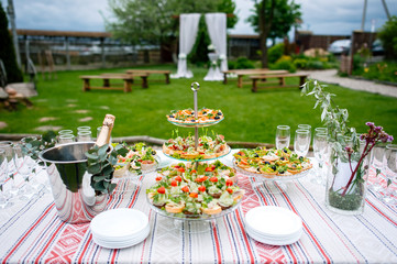 buffet table at a wedding