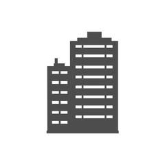 Icon of real estate commercial, residential and industrial black isolated flat building, house, home web button vector illustration