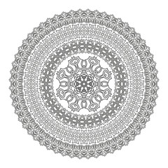 Flower Mandala for coloring book. Black and white ethnic henna pattern.Vintage decorative elements.Islam, Arabic, Indian, moroccan, turkish, pakistan, chinese, ottoman motifs