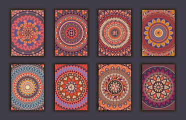 Collection retro cards. Ethnic backgrounds. Card of invitation.