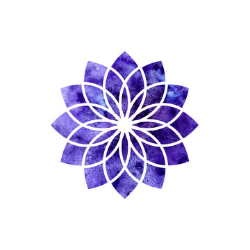 Sahasrara chakra. Sacred Geometry. One of the energy centers in the human body. The object for design intended for yoga. Vector illustration.