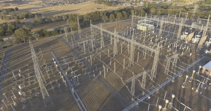 Aerial view of an electricity substation