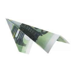 origami airplane from banknotes