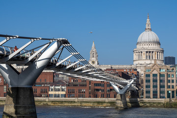 Fototapeta premium Millennium Bridge and St Pauls Cathedral