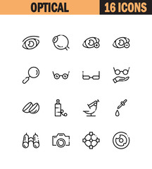 Optical flat icon set.