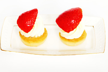 Beautiful small cake on white background
