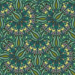 Ornate floral seamless texture, endless pattern with vintage mandala elements.