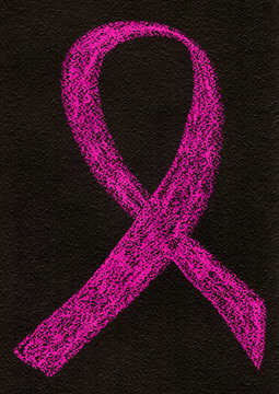 Breast cancer awarness symbol Illustration on blackboard
