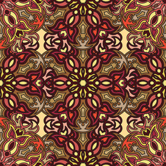 Ornate floral seamless texture, endless pattern with vintage mandala elements.
