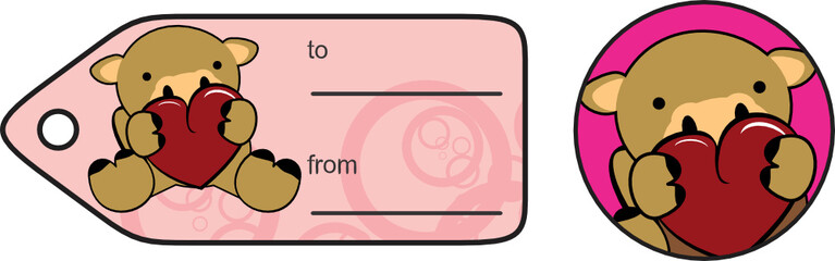 lovely baby oxen cartoon heart sticker copyspace in vector fomat