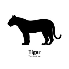 Vector illustration of black silhouette of a tiger