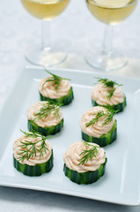 Cucumber salmon mousse appetizer