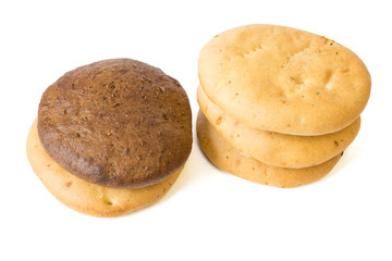 Bread from wheat flour isolated on white background.