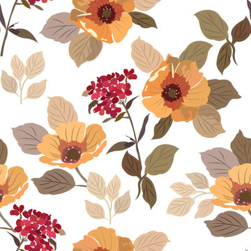 pattern with summer flowers poppies