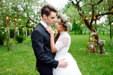 Young bride and groom