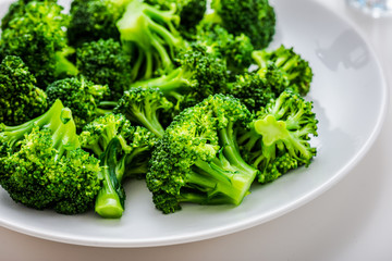 Healthy Green Organic Raw Broccoli Florets Ready for Cooking