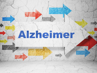 Medicine concept: arrow with Alzheimer on grunge wall background