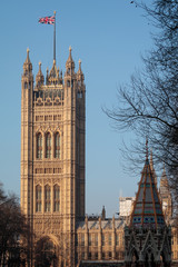 Fototapeta na wymiar View of the Sunlit Houses of Parliament