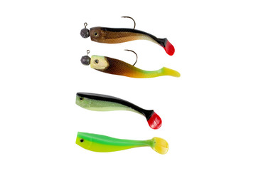 Fishing lures, isolated on white background. multi-colored lure.