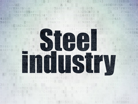 Manufacuring concept: Steel Industry on Digital Data Paper background