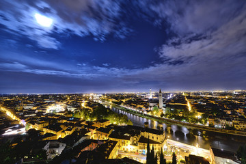 Verona city of love night skyline  