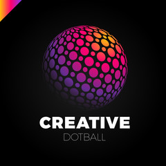 Logo sphere with dot. Abstract vector logotype ball globe