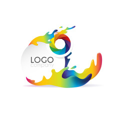 White frame with colorful splashes and aperture. Vector illustration
