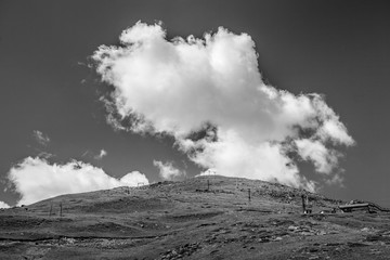 a Wide Scenic View to the Ropeway Station with Clouds on Background