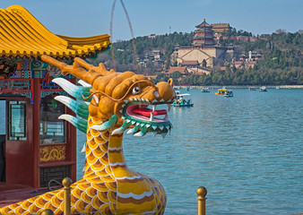 Dragon boat on the Kunming Lake, Beijing, China