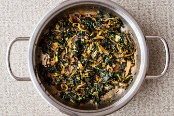 Roasted Spinach in pan.