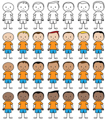 Vector Collection of Bald and Balding Stick Figure Men