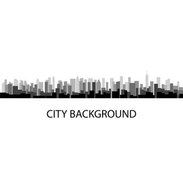 Vector illustration of grey panorama city background