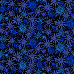 Winter pattern with various falling snowflakes