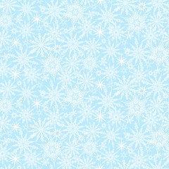Winter pattern with various falling snowflakes
