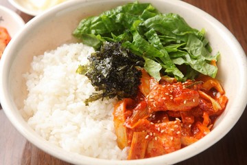Jeyuk deopbap. Spicy Stir-fried Pork with Rice 