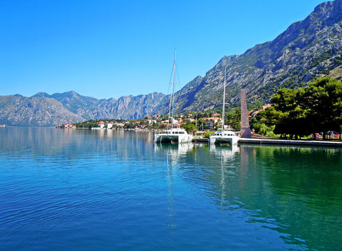 Beautiful landscape with mediterranean town - Kotor bay, Montenegro