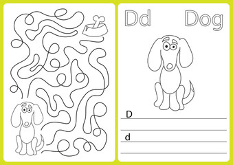 Alphabet A-Z - puzzle Worksheet, Exercises for kids - Coloring book