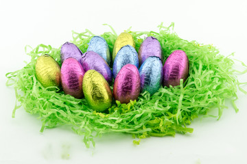 Easter Eggs on green paper
